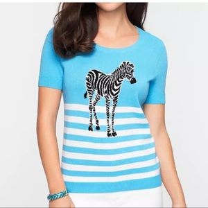 Talbots | Zebra Intarsia Sweater Blue Stripe MED